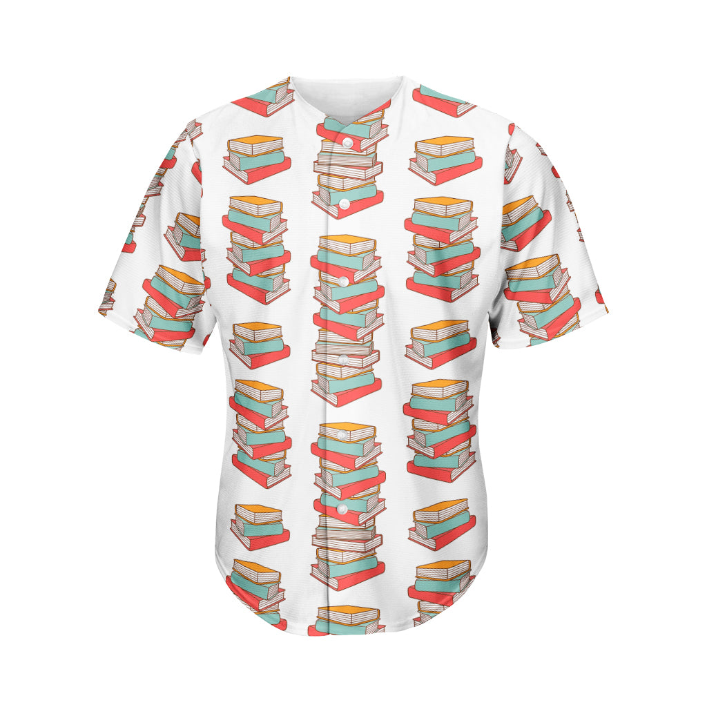 Pile Of Reading Books Pattern Print Men's Baseball Jersey
