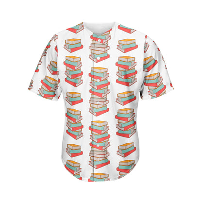 Pile Of Reading Books Pattern Print Men's Baseball Jersey