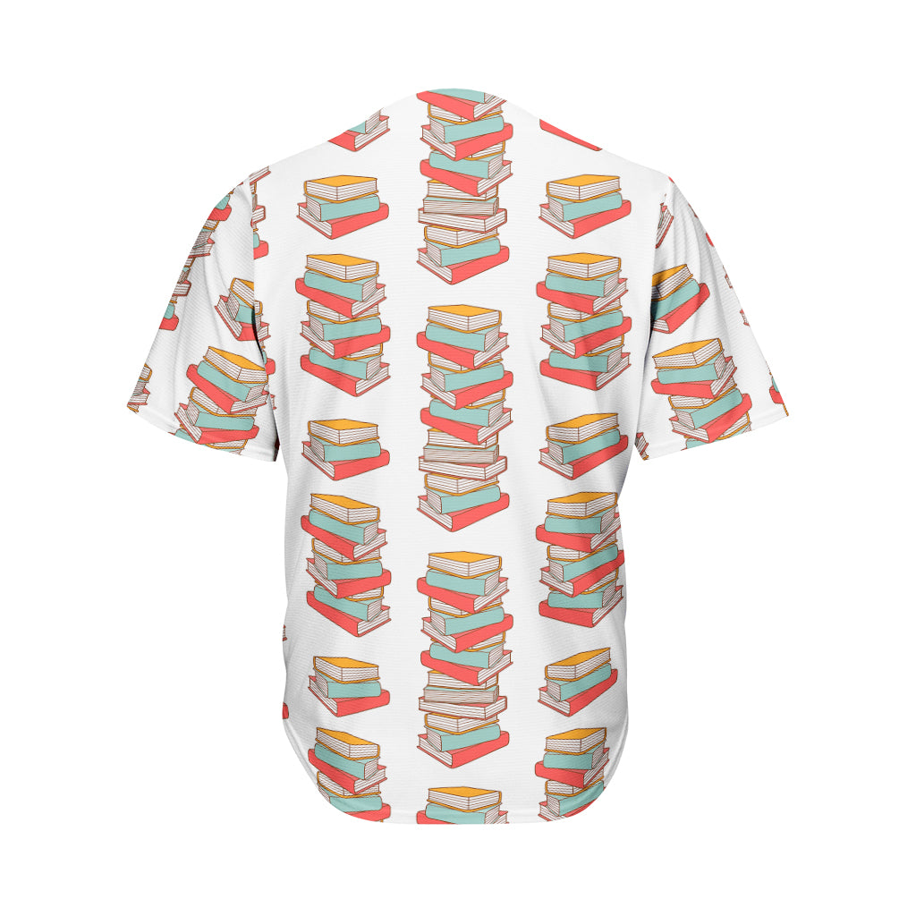 Pile Of Reading Books Pattern Print Men's Baseball Jersey