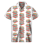 Pile Of Reading Books Pattern Print Men's Short Sleeve Shirt
