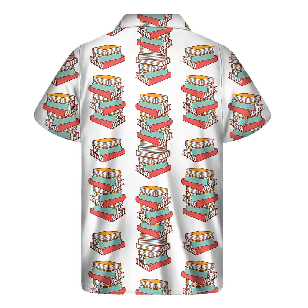 Pile Of Reading Books Pattern Print Men's Short Sleeve Shirt