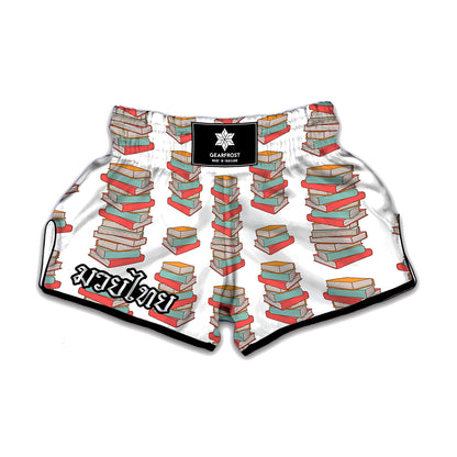 Pile Of Reading Books Pattern Print Muay Thai Boxing Shorts