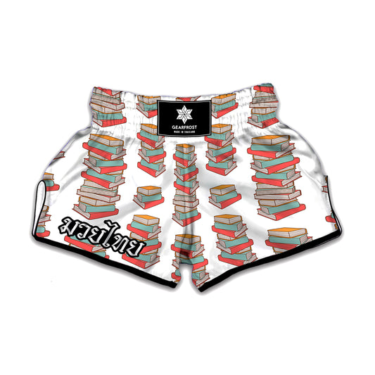 Pile Of Reading Books Pattern Print Muay Thai Boxing Shorts
