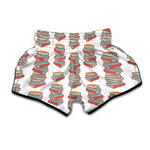 Pile Of Reading Books Pattern Print Muay Thai Boxing Shorts