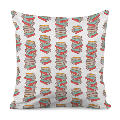 Pile Of Reading Books Pattern Print Pillow Cover