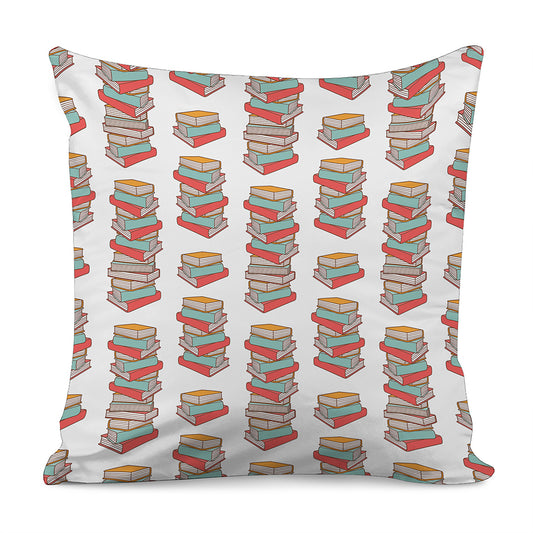 Pile Of Reading Books Pattern Print Pillow Cover