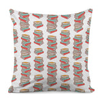 Pile Of Reading Books Pattern Print Pillow Cover