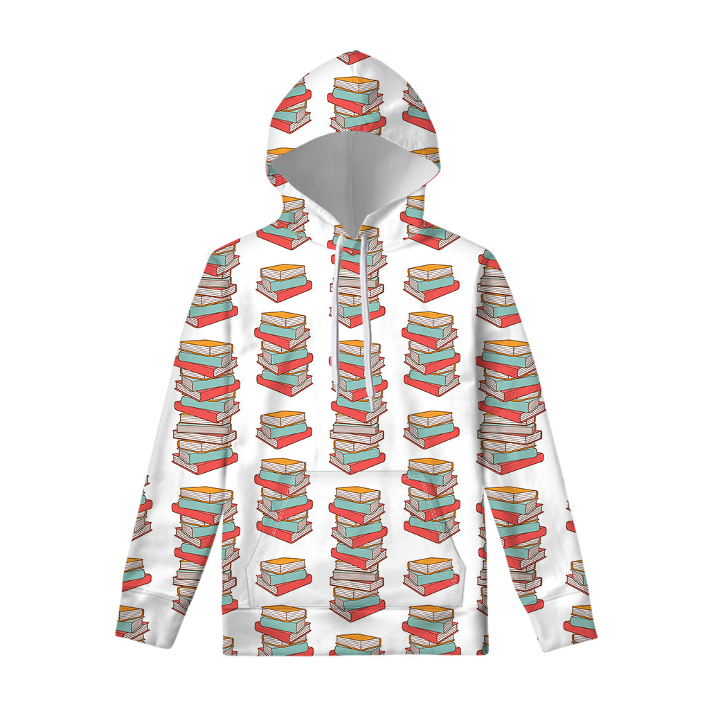 Pile Of Reading Books Pattern Print Pullover Hoodie