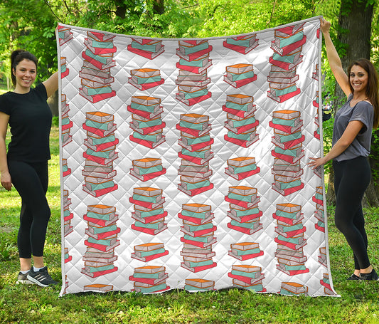 Pile Of Reading Books Pattern Print Quilt