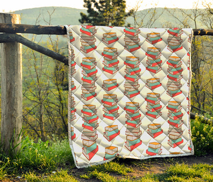 Pile Of Reading Books Pattern Print Quilt