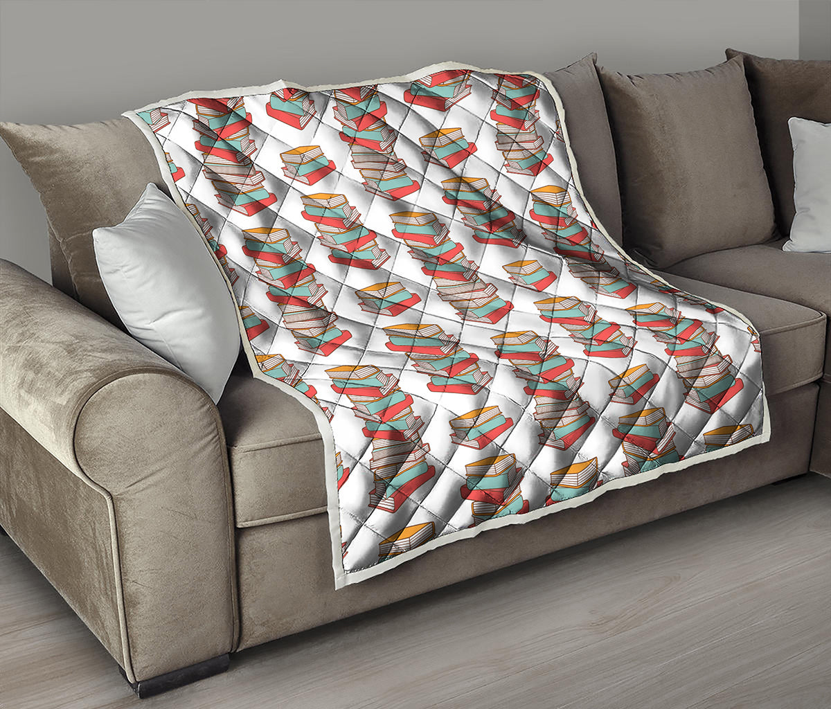Pile Of Reading Books Pattern Print Quilt