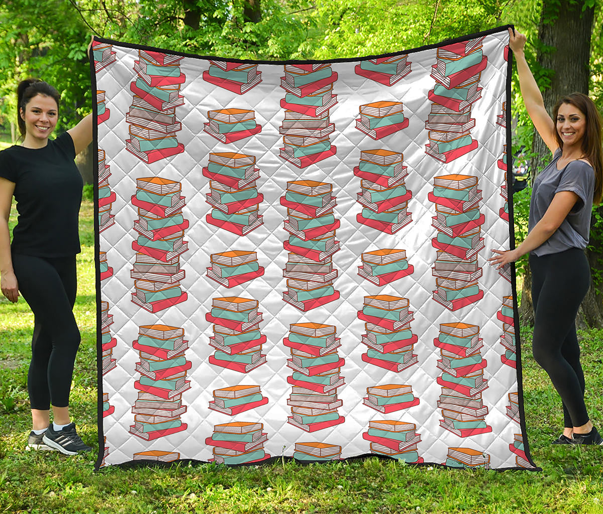 Pile Of Reading Books Pattern Print Quilt