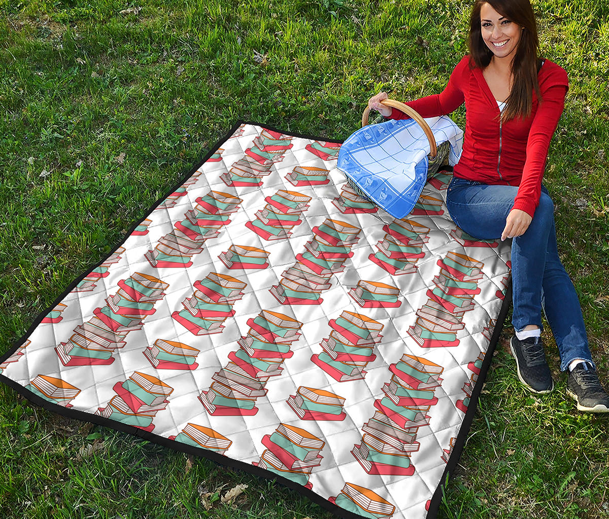 Pile Of Reading Books Pattern Print Quilt