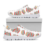 Pile Of Reading Books Pattern Print White Sneakers
