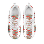 Pile Of Reading Books Pattern Print White Sneakers