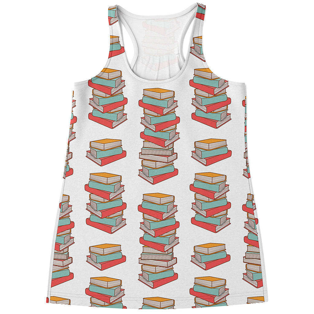 Pile Of Reading Books Pattern Print Women's Racerback Tank Top
