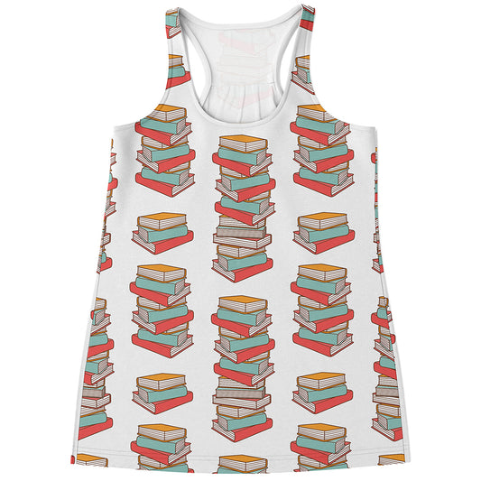 Pile Of Reading Books Pattern Print Women's Racerback Tank Top