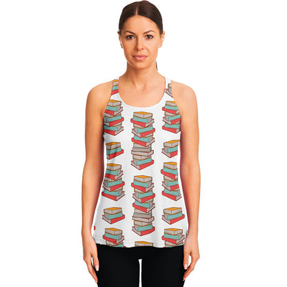 Pile Of Reading Books Pattern Print Women's Racerback Tank Top