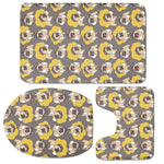 Pilot Pug Pattern Print 3 Piece Bath Mat Set