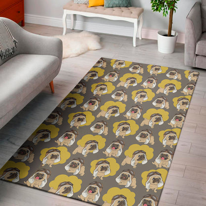 Pilot Pug Pattern Print Area Rug