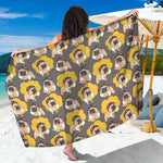 Pilot Pug Pattern Print Beach Sarong Wrap