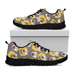 Pilot Pug Pattern Print Black Sneakers