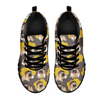 Pilot Pug Pattern Print Black Sneakers