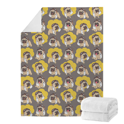Pilot Pug Pattern Print Blanket