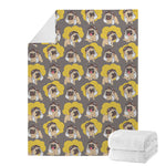 Pilot Pug Pattern Print Blanket