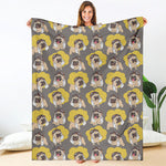 Pilot Pug Pattern Print Blanket