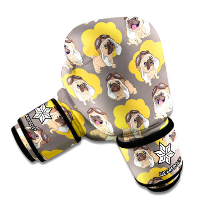 Pilot Pug Pattern Print Boxing Gloves