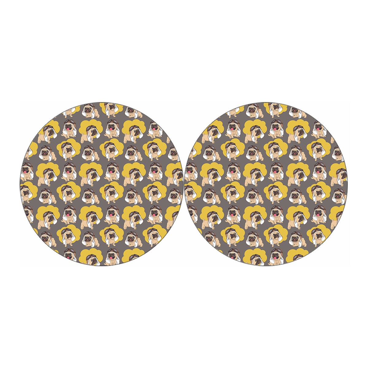 Pilot Pug Pattern Print Car Coasters