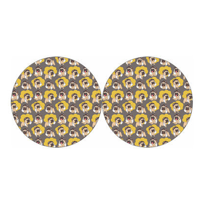 Pilot Pug Pattern Print Car Coasters