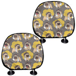 Pilot Pug Pattern Print Car Headrest Covers