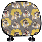 Pilot Pug Pattern Print Car Headrest Covers