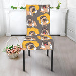 Pilot Pug Pattern Print Dining Chair Slipcover