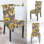 Pilot Pug Pattern Print Dining Chair Slipcover