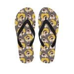 Pilot Pug Pattern Print Flip Flops