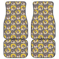 Pilot Pug Pattern Print Front and Back Car Floor Mats
