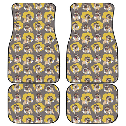 Pilot Pug Pattern Print Front and Back Car Floor Mats