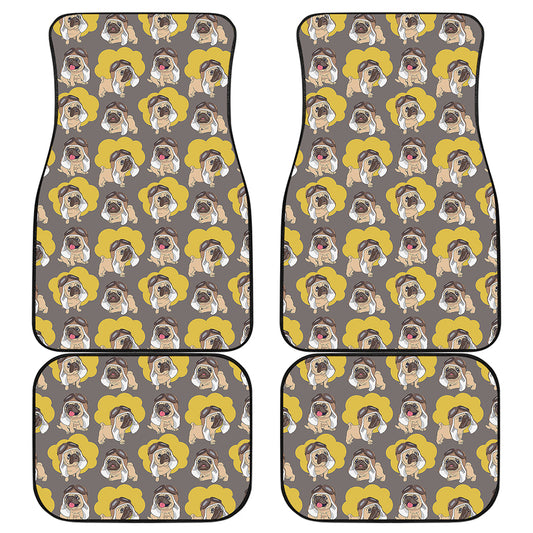 Pilot Pug Pattern Print Front and Back Car Floor Mats