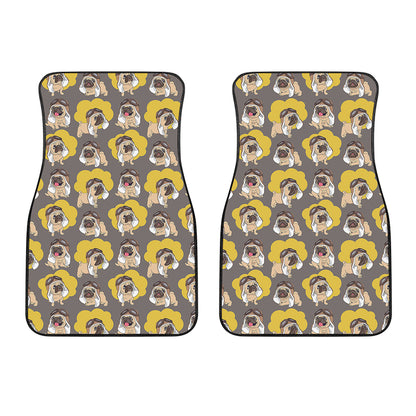 Pilot Pug Pattern Print Front Car Floor Mats