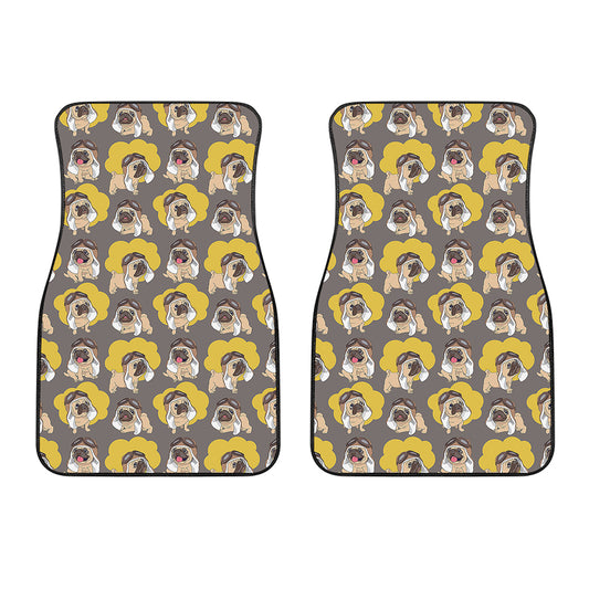 Pilot Pug Pattern Print Front Car Floor Mats