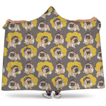 Pilot Pug Pattern Print Hooded Blanket