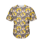Pilot Pug Pattern Print Men's Baseball Jersey