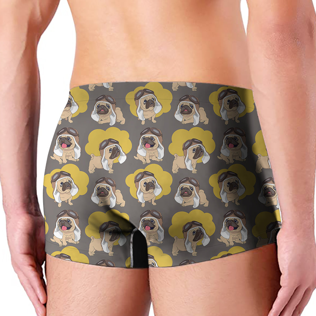 Pilot Pug Pattern Print Men's Boxer Briefs