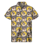 Pilot Pug Pattern Print Men's Short Sleeve Shirt