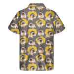 Pilot Pug Pattern Print Men's Short Sleeve Shirt