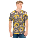 Pilot Pug Pattern Print Men's T-Shirt