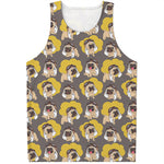 Pilot Pug Pattern Print Men's Tank Top